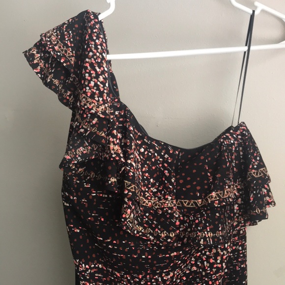 One-shoulder Ruffle Confetti Pattern Dress - Picture 2 of 5